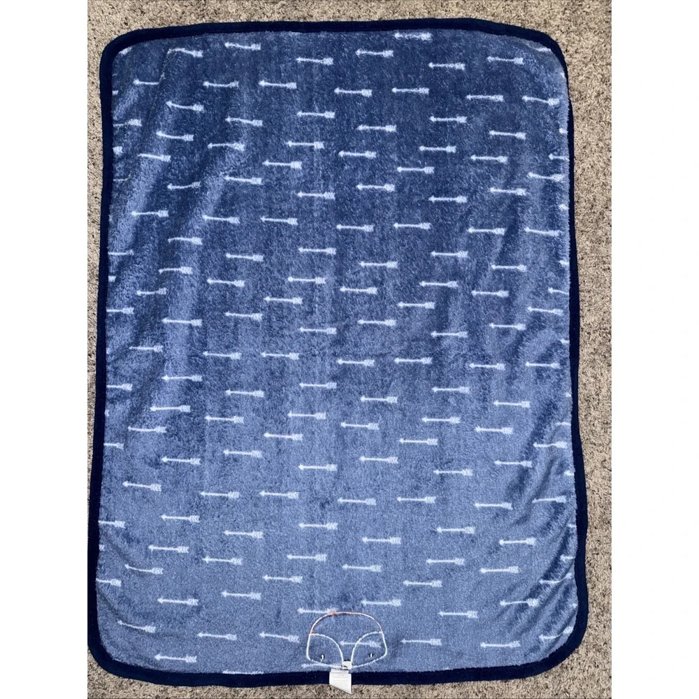 Parents Choice Navy Blue Fox Applique Baby Blanket Arrows Security Lovey‎ 30x40